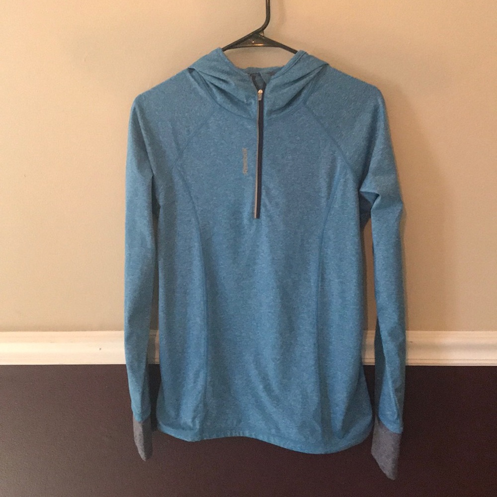 REEBOK 3/4 ZIP HOODIE - LIGHT BLUE - SIZE MEDIUM